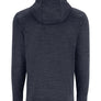 Dark gray hoodie shown from the back on a white background