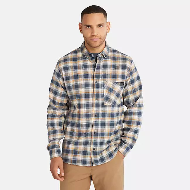 Timberland Pro Men's WOODFORT HEAVYWEIGHT FLANNEL BUTTON UP WORK SHIRT