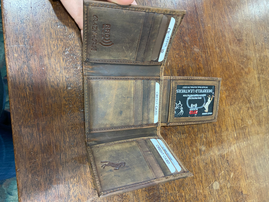 CRAZY HORSE RFID Men’s Leather Wallet Trifold