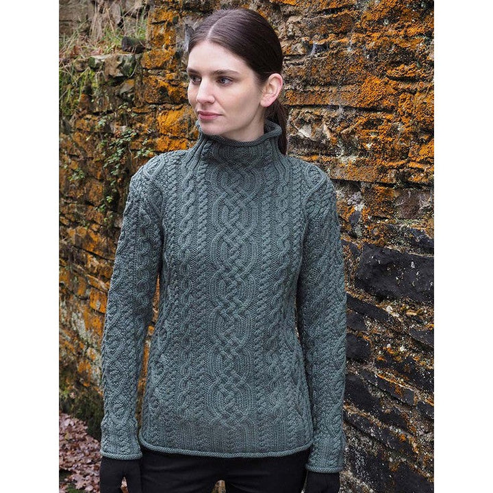 Aran Crafts Women's Super Soft Funnel Neck Sweater (CR4690)